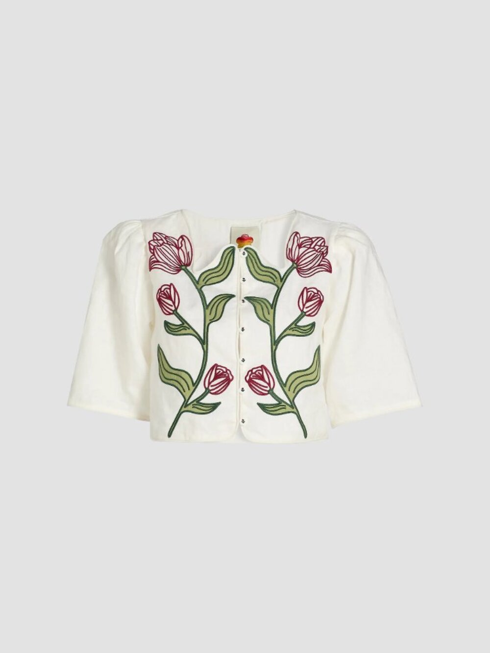 FARM Rio off-white flower embroidered crop top in XS - Picture 2 of 6